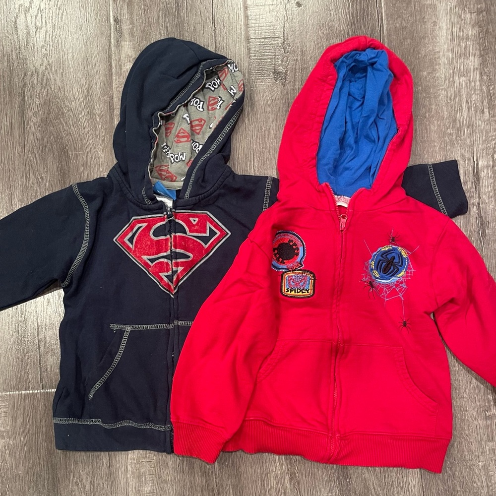 2/$15 KIDS: Superhero hoodie zip up jackets